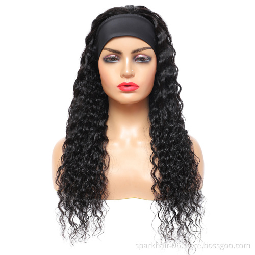 Drop Shipping Wholesale Water Wave Headband Wigs Human Hair For Black Women,36 Inch Raw Virgin Human Hair Straight Headband Wig
